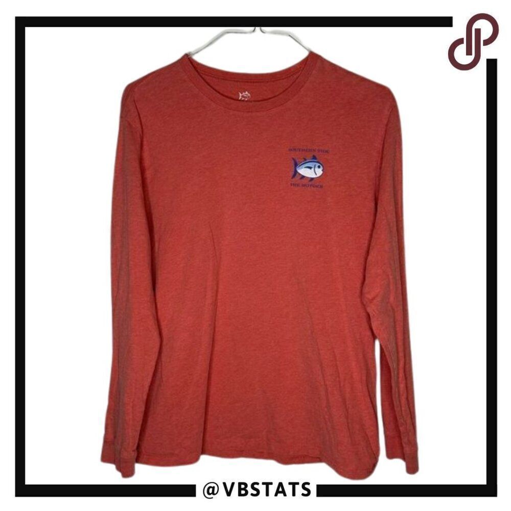 Southern Tide Burnt Orange Graphic Design Logo Long Sleeve Shirt in Size Large